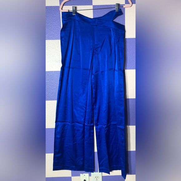 NWT Ser.o.ya Zarri Silk Wide Leg Pants in Royal Blue - Size S - Picture 2 of 7